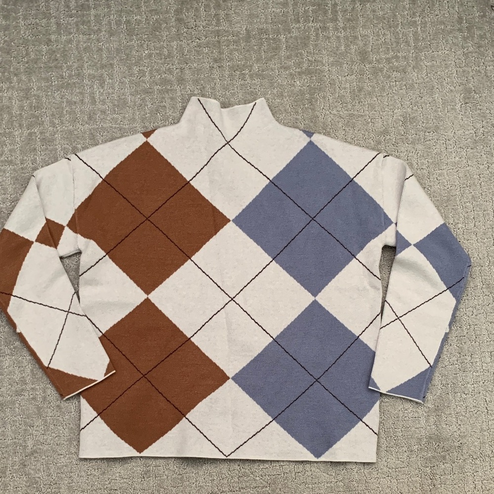 Women’s Argyle Sweater - Brown and Blue